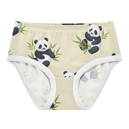 Cute Pandas Plant Print Leaves Beige Cute Panties Girl Toddlers Underwear Floral Cotton Bright Briefs Girls Undies 2t