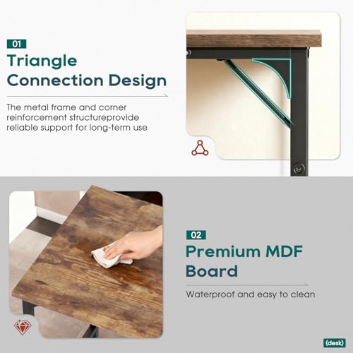 Image of BestOffice Computer Desk,Home Office Desk, Modern Simple Style for Home Office Study Writing (Vintage, 32 Inch)