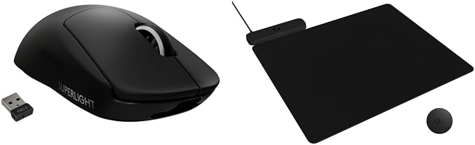 Logitech G Pro X Superlight Lightspeed Wireless Gaming Mouse + Powerplay 2 Wireless Charging Mouse Pad Bundle - Black