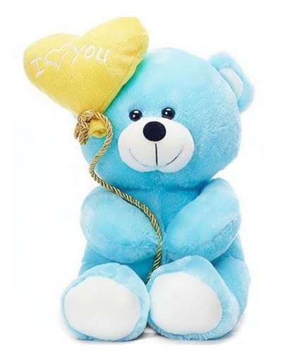 Image of Tickles I Love You Balloon Heart Teddy Soft Stuffed Plush Toy for Kids Baby Girls & Boys Birthday Gifts Valentine's Day Home Decoration (Size: 18 cm Color: Blue)