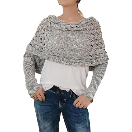 Multifunctional Scarf with Sleeves for Women Soft Knitted Wrap Shawl Autumn Winter Warm Sweater Scarf with Sleeves