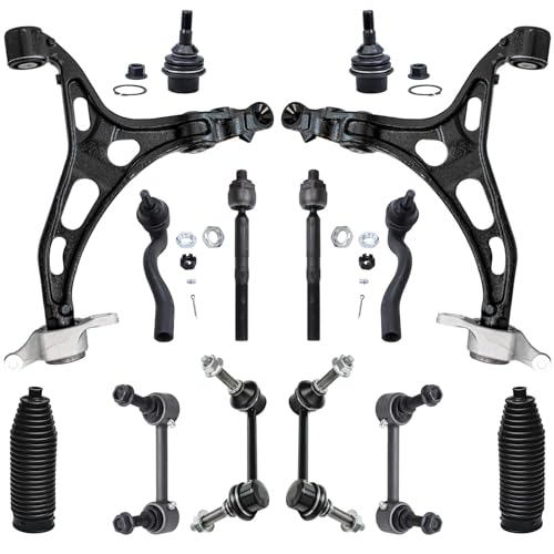 Image of Detroit Axle - 14pc Front End Kit for Jeep 2011-2015 Grand Cherokee Dodge Durango 2 Lower Control Arms 2 Lower Ball Joints 4 Inner Outer Tie Rods 2 Boots 4 Front Rear Sway Bars Replacement