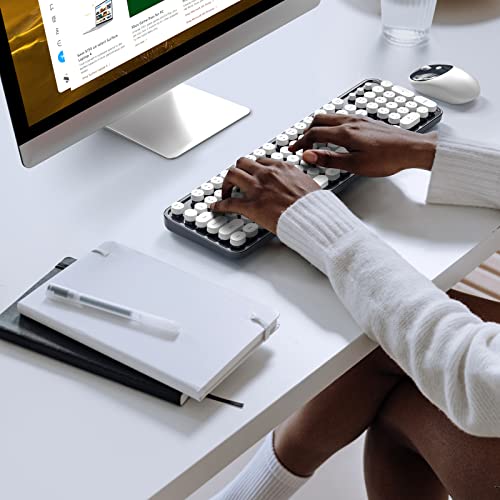Image of KNOWSQT Wireless Keyboard and Mouse Combo - White-DarkBlue Full-Sized 2.4 GHz 104 Keys Typewriter Keyboard, Flexible Round Keycap and Optical Mouse for Windows, Computer, PC, Laptop, Desktop, Mac