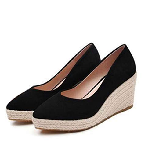 Daim Princesse Femmes Chaussures compensées Bout Pointu Pompes Talons Hauts Plate-Forme Mary Jane Bureau Dame Pompes Espadrilles de fête Chaussures Mignonnes