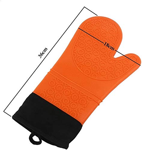 Ofenhandschuhe Aus Silikon – Hitzebeständig, Extra Lang (36 Cm), Rutschfest Mit Wabengriff, 2 Stück Orange