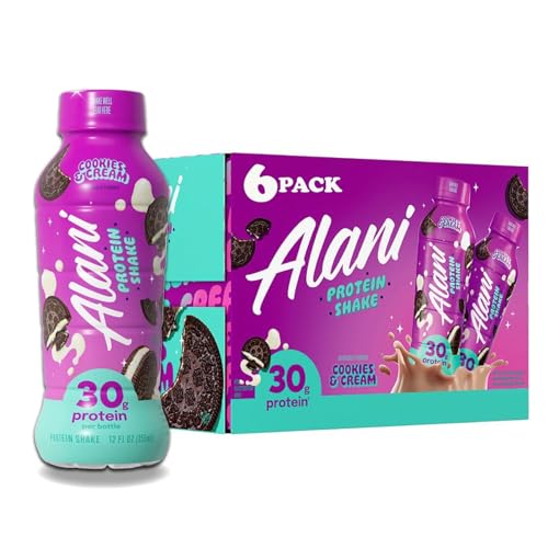 NEW Alani High Protein Shake Cookies and Cream - Ready to Drink,160 Calories, 30g Protein,12 Fl Oz (6 Pack) REPACKAGED BY *Trendy Stuff Online*