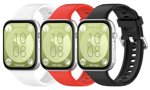 TenCloud 3Pack Bands Compatible with Huawei Watch Fit 4 Pro Band Silicone Smartwatch Accessories Soft Durable