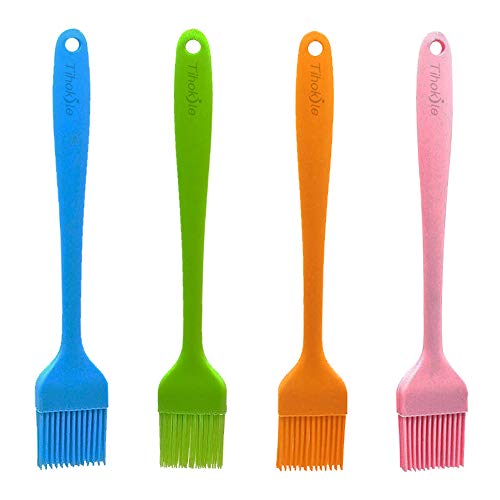 Tihokile Cepillo de Pastelería，Utensilios de Cocina de Silicona de Grado Alimenticio, Cepillo de Repostería para Hornear Resistente a Altas Temperaturas Cepillo para Barbacoa (4 Piezas)