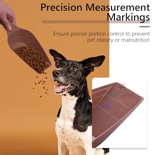 Image of Dog Food Scoop, 2 Cup Capacity Dog Food Scoop With Measuring Lines For Dog, Puppy and Cat Coffee Bean Scoop, Flour Scoop (Coffee)