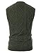 PJ PAUL JONES Mens Cable Knit Button Down Sweater Vest V Neck Sleeveless Cardigan Vests for Office Green L