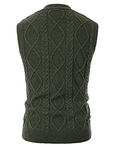 Image of PJ PAUL JONES Mens Cable Knit V Neck Sweater Vest Button Up