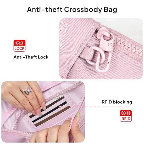 Image of TOPEAST Fanny Pack for Women, Anti-Theft Travel Belt Bag Crossbody Sling Bag Purse with RFID Blocking, Small Fashion Bum Bag with Multiple Pockets for Hiking Walking Sport, Pink