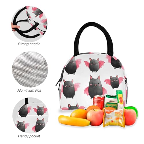Cute Bats Print Backpack Set with Lunch Bag, Large Capacity Travel Backpacks and Lunch Box Insulated for Commute Hiking Picnic4