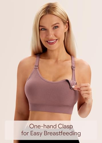 Image of Angelhood Nursing Bras for Breastfeeding, Criss-Cross Back Nursing Sports Bra, Low Impac Support Yoga Maternity Bras