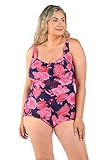Maxine of Hollywood Women's Shirred Front Girl Leg One Piece Swimsuit, Indigo, 24