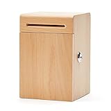 Hucha de madera de haya rectangular, tamaño 4.7 * 4.7 * 7 pulgadas