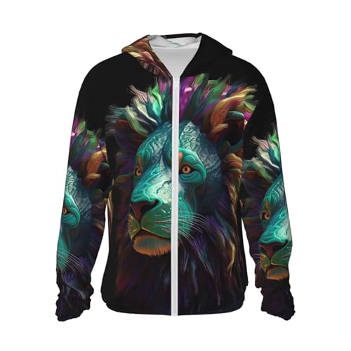 Veste légère UPF 50+ lion abstrait manches longues protection solaire homme femme