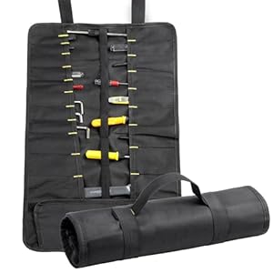 1/2 Pcs Tool Roll Organizer,Pockets Tool Bag Roll,Wrench Pouch Organizer for Car/Motorcycle/Mechanic Tools,Premium Oxford canvas Made,Without Tools