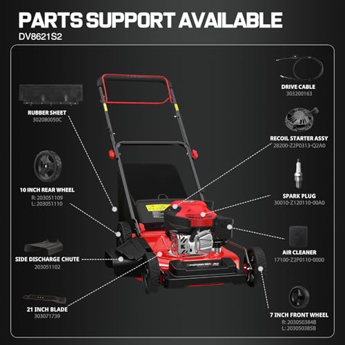 PowerSmart Self Propelled Gas Lawn Mower 21-Inch with 170cc OHV Engine, RWD Single-Speed 3-in-1 with Bagging