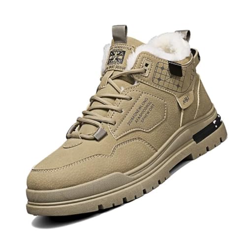 Jakcuz Mens Winter Work Boots Lace-up Fur Lined High Top Non-slip Industrial & Construction Sneakers3