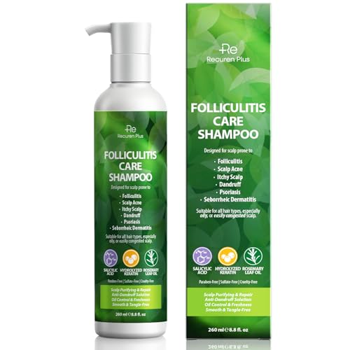 Folliculitis Treatment Scalp Psoriasis Shampoo: Scalp Cleanser for Seborrheic Dermatitis Psoriasis Acne Dry & Itchy Scalp Sulfate-Free
