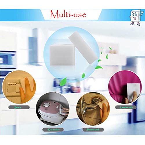 100Pcs Magic Cleaning Sponge Multi-Functional Home Foam Eraser Pads, Dish Sponges, Household Cleaner Non-Scratch Scrub Sponge For Kitchen, Bathtub, Furniture,Shoe,Bathroom (White) #TOP5