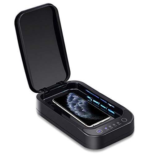 Preisvergleich Produktbild Aimtel Smartphone Sanitizer,Tragbarer UV Handy Sterilisator Desinfektions,UV Licht Desinfektionsgerät Aromatherapie Funktionsdesinfektor für iPhone Android Handy Bluetooth Ohrhörer Watches(Schwarz)