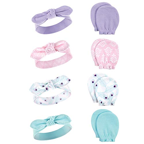Image of Hudson Baby Baby Girls' Cotton Headband and Scratch Mitten Set