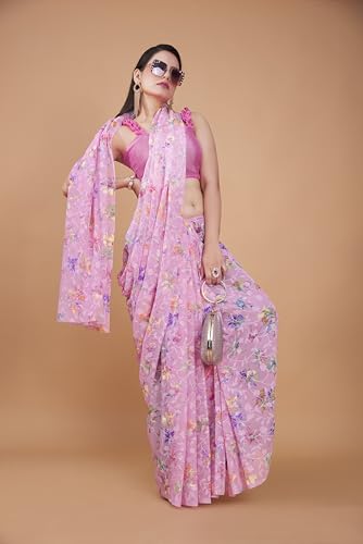 Image of Garden Vareli Summer Roganza Viscose Brasso Floral Print Christmas Special Saree