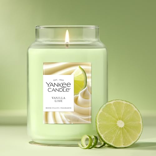 Yankee Candle Large Jar Scented Candle with up to 150 Hour Burn Time, Premium Plant Wax Blend for Consistent Burn, 22 oz Jar Candle with Room Filling Fragrance, Vanilla Lime