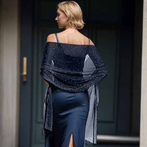 Vijiv Shawls Scarfs Wraps for Women Formal Evening Glamour Dresses, 1920s Wedding Sparkly Silk Chiffon Scarves Lightweight2