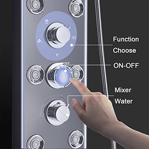 Image of FUZ Contemporary Shower Panel Tower System Black