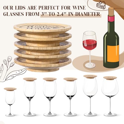 Tapas de copas de vino Mumufy: cubiertas de bambú multiusos para proteger tus bebidas, 16 piezas 4