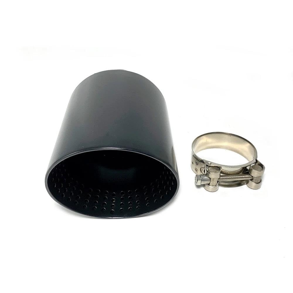 Silenziatore Scarico 1 Pz Nero Opaco in Acciaio Inox Silenziatore Terminale di Scarico Punta del Tubo di Scarico Universale Punta 51/54/57/60MM per BMW Auto Accessori(57MM IN-101MM out)