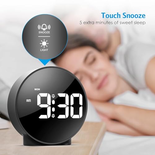 Image of Digital Alarm Clock HD LED Display Digital Alarm Clock, Simple Table Clock, Electronic Desk Clock, Dual Alarms, 12 /24Hr, 4 Adjustable Brightness for Bedroom, Office, Table (Black)