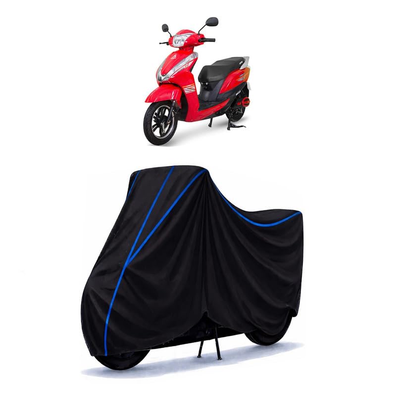 Image of Scooty Cover Water Resistant for Magnus Pro BS6 | Universal Scooter & Bike Cover | Heavy Duty UV Dust, Rain & Scratch Protection | Elastic Fit All Weather Indoor Outdoor | Black with Blue Piping