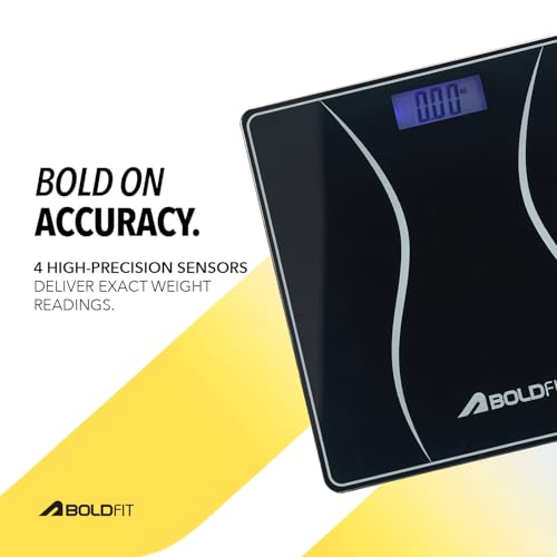 Image of Boldfit Weight Machine for Home Digital Weighing Machine for Human Body with LCD Display Max Weight Capacity 180Kgs (Batteries Not Included) - Bathroom Scale for Home