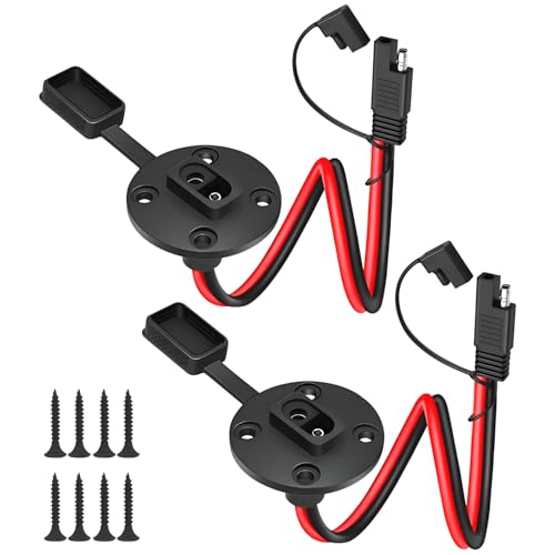 WYTUDTE 2 Pack SAE Quick Connector Harness 1FT 10AWG SAE Adapter Male Plug to Female Socket Cable Waterproof SAE Cord for Solar Panel Generator Charger (Round)