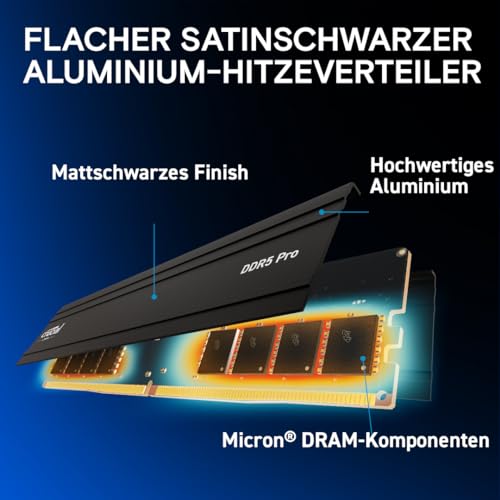 Crucial Pro DDR5 RAM 64GB Kit (2x32GB) 5600MHz, Intel XMP 3.0 / AMD Expo, PC Computer Arbeitsspeicher - CP2K32G56C46U5 – Ansicht 4