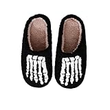WIRETRAN Ghost Hand Slippers Skeleton Slippers Skull Slippers Halloween Spooky Fluzzy House Couple Shoes Gripper 43-44