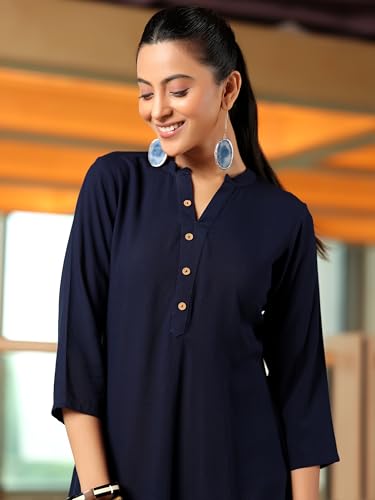 Image of Libas Womens Solid Viscose Straight Kurti for Women Suit