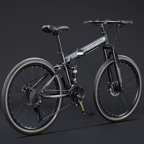 Bicicleta De Montaña Plegable De 24 Y 26 Pulgadas, 21 Velocidades, Frenos De Disco Dobles, Ruedas De Radios Y Suspensión Doble para Hombres Y Mujeres Adultos A,26inch