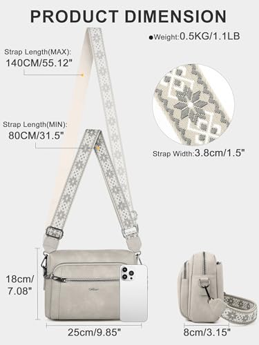 Image of Small Leather Crossbody Bags for Women Anti theft Purses and Handbag Shoulder Hangbag with Wide Strap Tassel