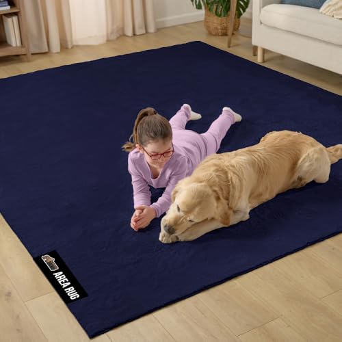 GORILLA GRIP Ultra Soft Washable Area Rug, 5x7, Stain and Slip Resistant Plush Thick Carpet for Bedroom Living Room, No Shed Floor Rugs, Pet Friendly, Dorm Essentials, Nursery Home Decor, Navy Blue