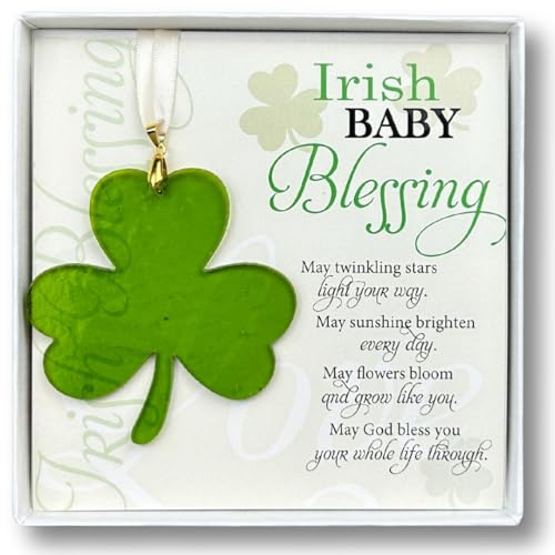 Irish Baby Blessing Shamrock Handmade in USA - Irish Gift for Girl or Boy (Shamrock), Green