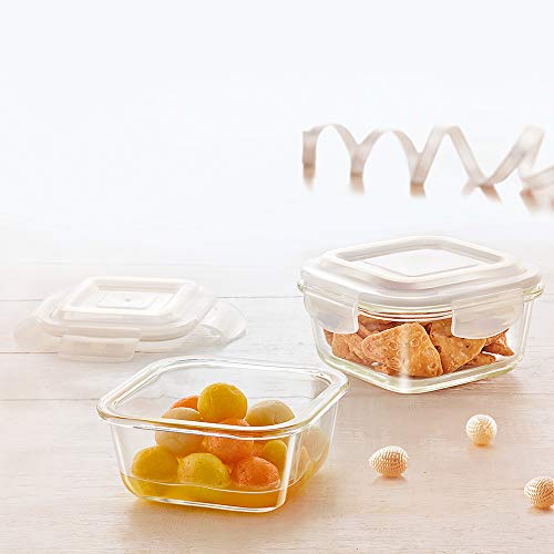 Borosil Klip-N-Store Set of 2 Microwave & Oven Safe Gift Set, Glass Storage Container, 320ml & 520ml Square, with Air Tight Lid (Transparent) 2 Borosil Klip-N-Store Set of 2 Microwave & Oven Safe Gift Set, Glass Storage Container, 320ml & 520ml Square, with Air Tight Lid (Transparent) - Image 2