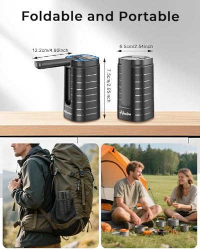 Image of Aluan Automatic Water Can Dispenser Pump for 20 Litre Bottle-Big Battery Portable C Type USB Rechargeable Water Pump Dispenser for Home-with Low Noise & High Efficiency (Black)
