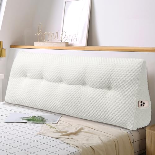WUIOYNF Weiches Keilkissen Bett Großes Rückenkissen, bequem und stützend, Lesekissen Wandkissen Lendenkissen für Couch und Betten, Stützkissen, Nackenkissen mit abnehmbarem Bezug(Weiß-180x20x50cm)