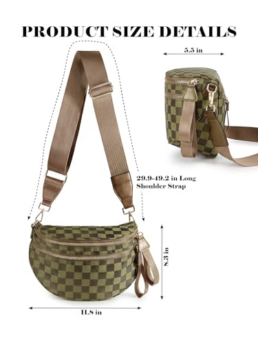 Image of Black and White Checkered Crossbody Bag Bum Bag for Women,Spacious Checkered Purse Fanny Packs Belt Bag