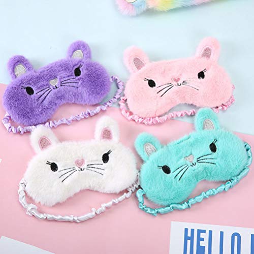 Linda máscara tapa-olhos FENICAL com design de gato macio para dormir (rosa)